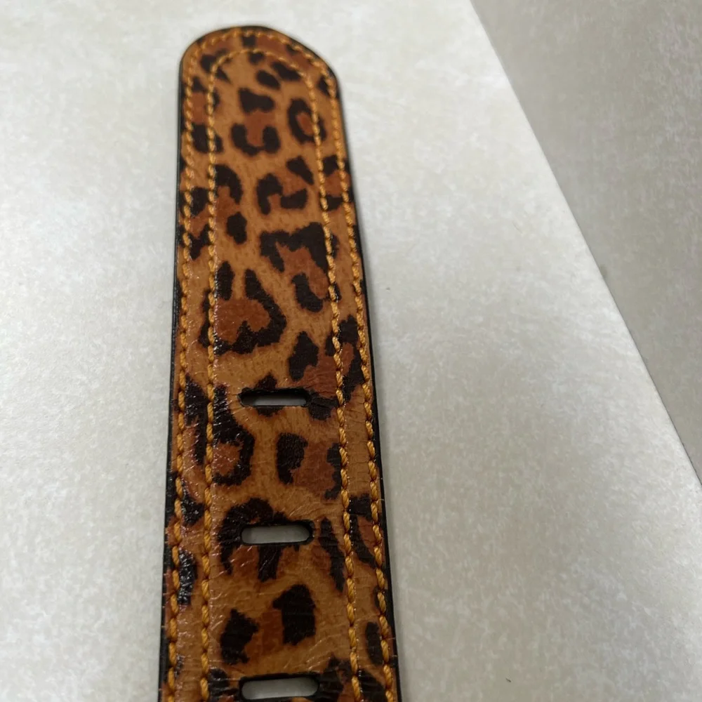 Fendi Wide Leopard Print Leather Belt Size 80/32 - Picture 9 of 13